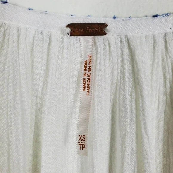 Free People Wild Horses Embroidered Eyelet Ivory Tunic Mini Dress Boho White XS - Picture 9 of 9